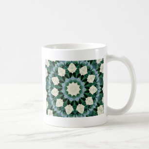 Caneca De Café Mandala Verde Sacramento e Azul Cerúleo