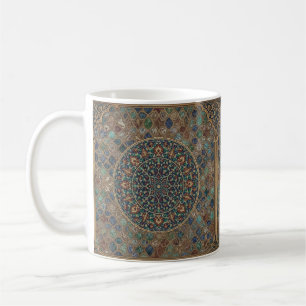 Caneca De Café Mandalas Geométricas Islâmicas e Mosaico Floral Vi