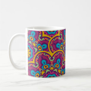 Caneca De Café Mandalas repetidas da etnia índia tribal sem costu