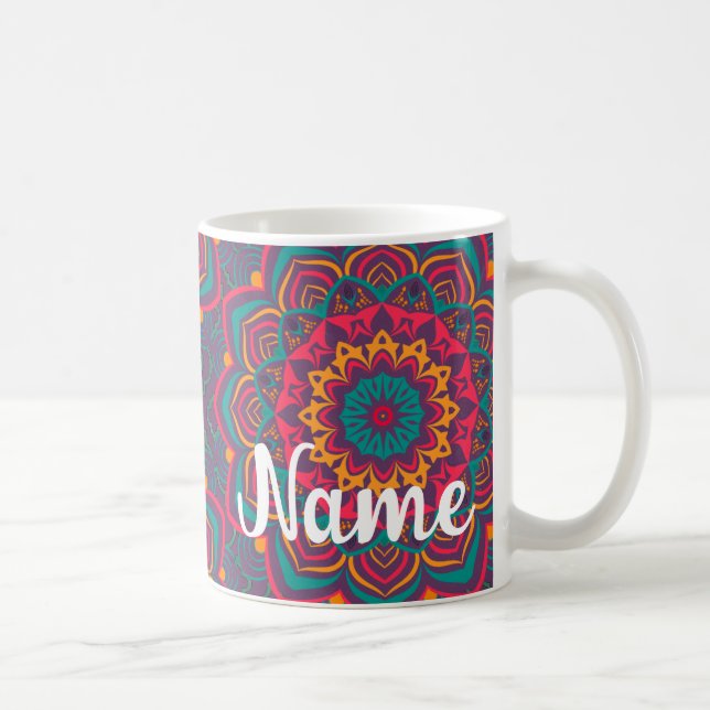 Caneca De Café Mandela, BOHO, Hippy Groovy Coffee Mug, Copa (Direita)
