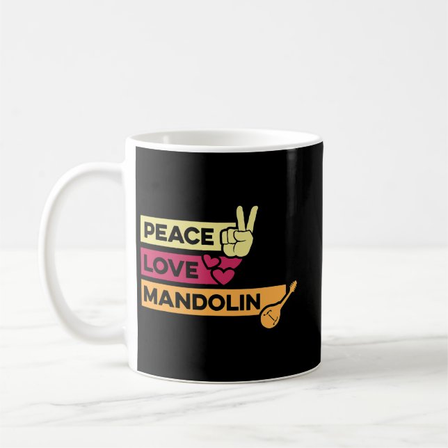 Caneca De Café Mandolin Lover Peace Love Mandolin Maestro (Esquerda)
