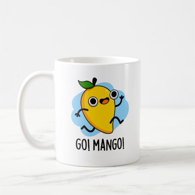 Caneca De Café Mango Funny Executando Mango Pun (Esquerda)