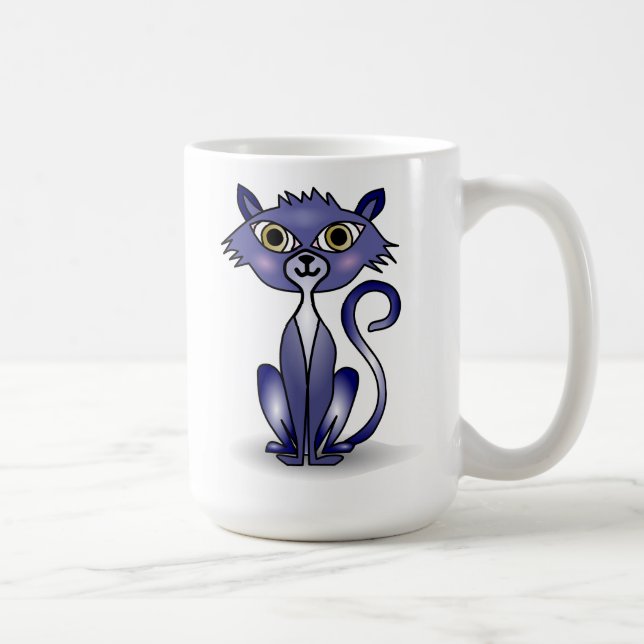 Caneca De Café Mangueira Clássica de Gato Azul Louco (Direita)