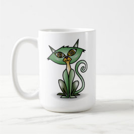 Caneca De Café Mangueira Clássica Gato Verde Louco