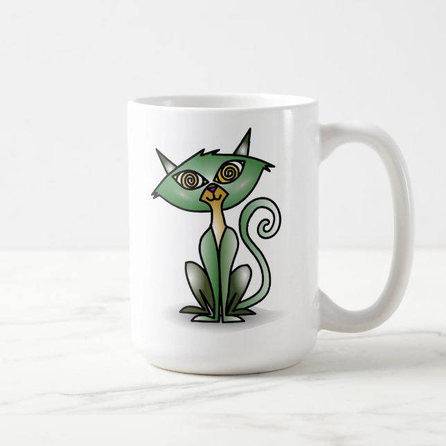 Caneca De Café Mangueira Clássica Gato Verde Louco (Direita)