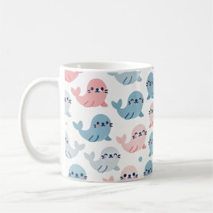 Caneca De Café 🦭 Mangueira Mínima Bonita 💙 💗