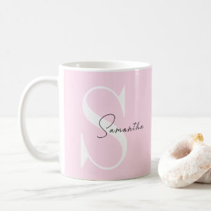 Caneca De Café Mangueira rosa-esbelta personalizada com monograma