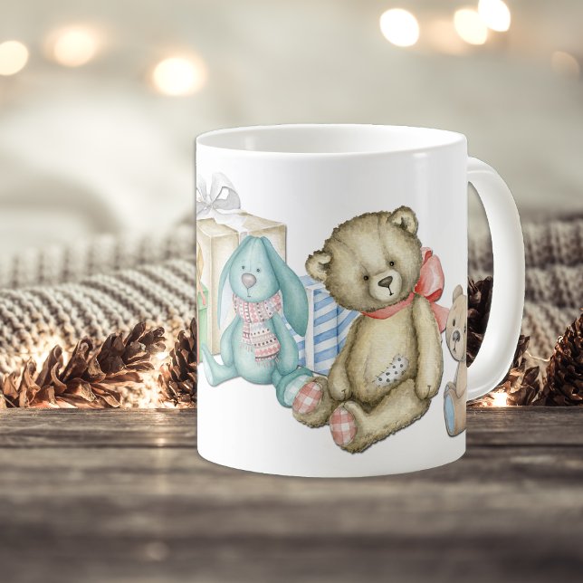 Caneca De Café Manhã De Natal Da Família Do Urso De Teddy (Criador carregado)