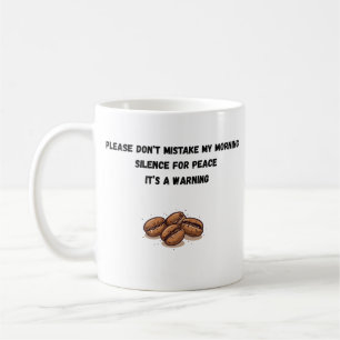 Caneca De Café Manhã Sarcástica Silêncio Amante de Café Humorísti