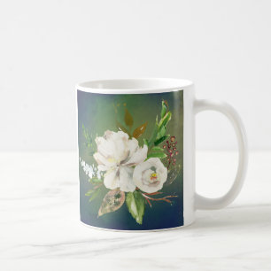 Caneca De Café Manhãs felizes com um chá floral adorável ou
