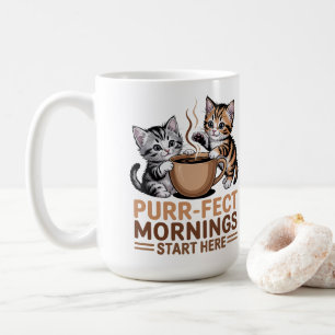 Caneca De Café Manhãs Perfeitas Gatinhos