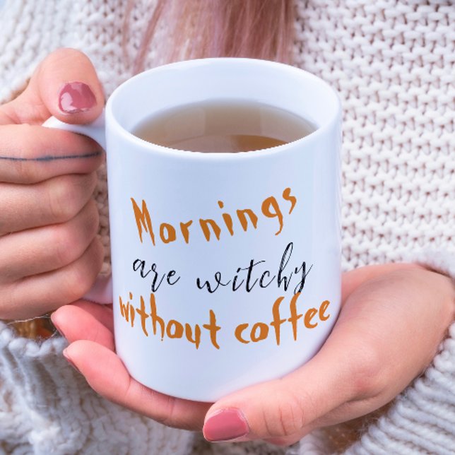 Caneca De Café Manhãs São Testemunhas Brancas De Café De Hallowee (Criador carregado)