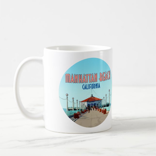 Caneca De Café Manhattan Beach Pier Los Angeles Califórnia (Esquerda)