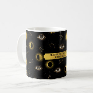 Caneca De Café Manifestação Celestial Sol e Lua Zodiac Olho