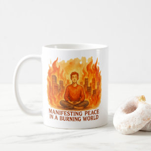 Caneca De Café Manifestando Paz Em Um Mundo Em Chamas - Meditação
