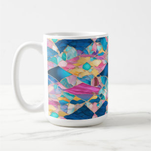 Caneca De Café "Manilva" Blue Pink Areia Ondas Fraturadas