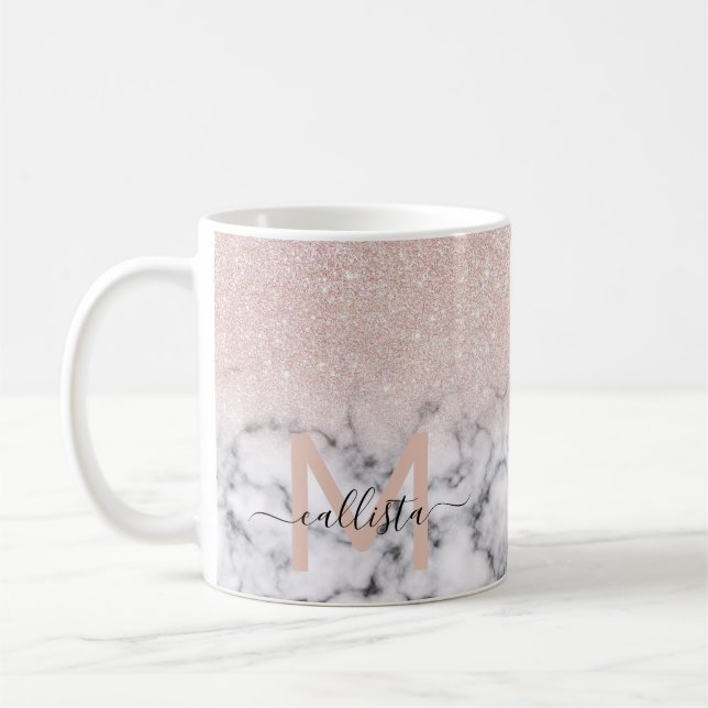 Caneca De Café Mânre de Mármore Dourado brilhante Rosa (Esquerda)