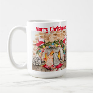 Caneca De Café Manta de Natal com cão e gato