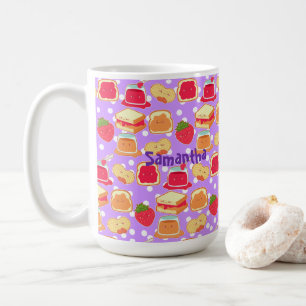 Caneca De Café Manteiga De Amendoim E Geleia De Morango