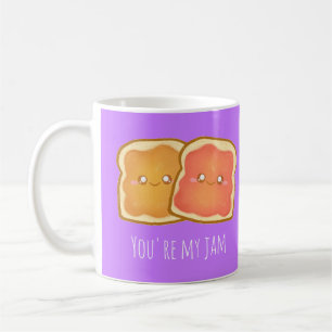 Caneca De Café Manteiga De Amendoim E Torrada De Morango