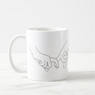 Caneca De Café Mantendo Mãos Mínima Arte em Linha Simples Trendên