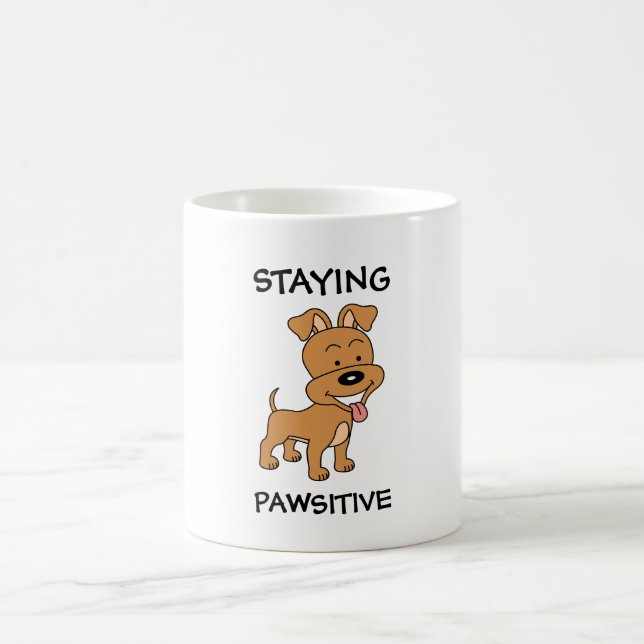Caneca De Café Mantendo Pawsitive Cute Puppy Engraçado Cão Pun (Centro)