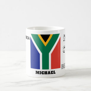 Caneca De Café Mantenha a calma com a bandeira da África do Sul