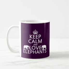 Caneca De Café Mantenha a calma e ame elefantes (alguma cor)