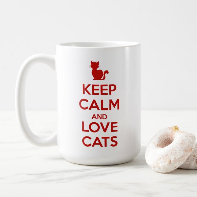 Caneca De Café Mantenha a Calma e Ame Gatos (Com Donut)