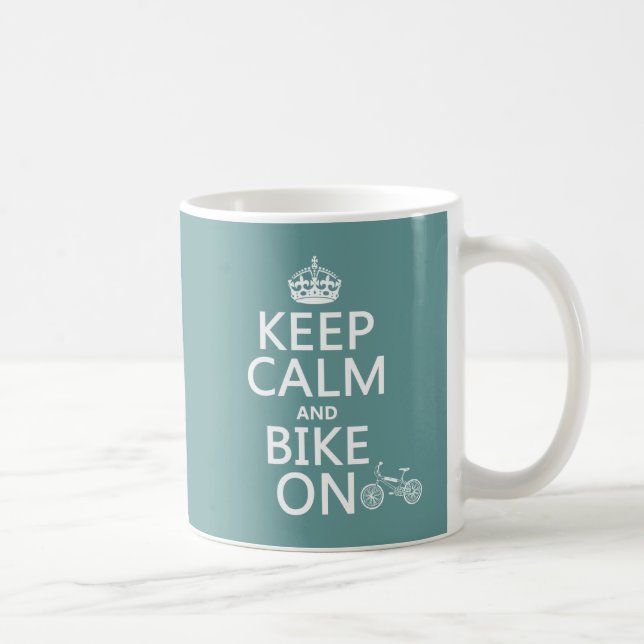 Caneca De Café Mantenha a calma e Bike em (alguma cor) (Direita)
