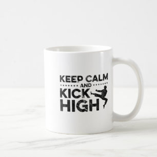 Caneca De Café Mantenha a Calma e Chute Alto Lutador de Karatê Ar