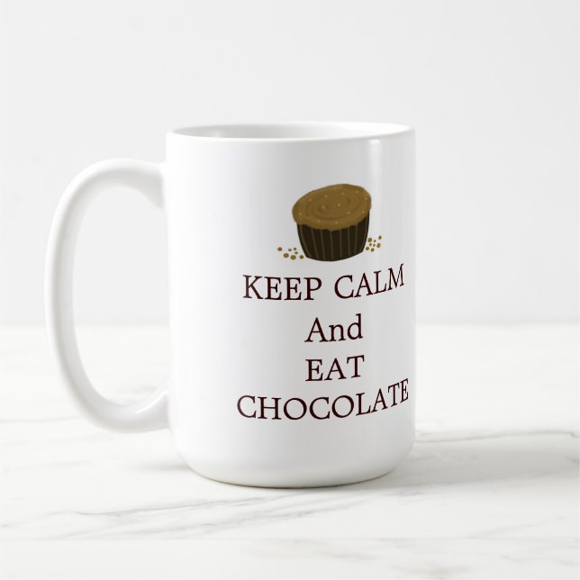 Caneca De Café Mantenha a Calma e Coma Chocolate (Esquerda)