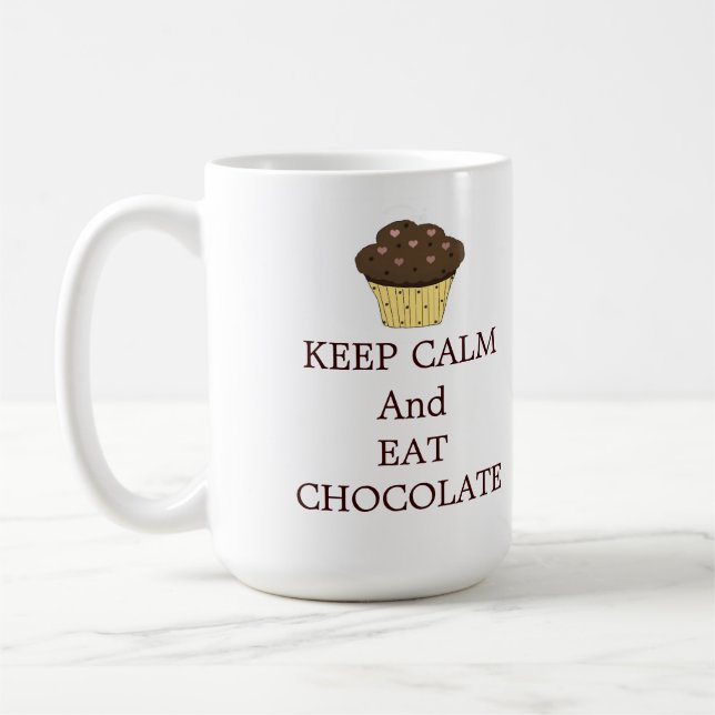 Caneca De Café Mantenha a Calma e Coma Chocolate (Esquerda)