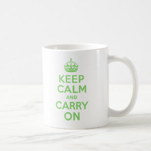 Caneca De Café Mantenha a calma e continue o melhor costume verde