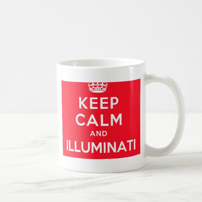 Caneca De Café Mantenha a calma e o Illuminati (Direita)