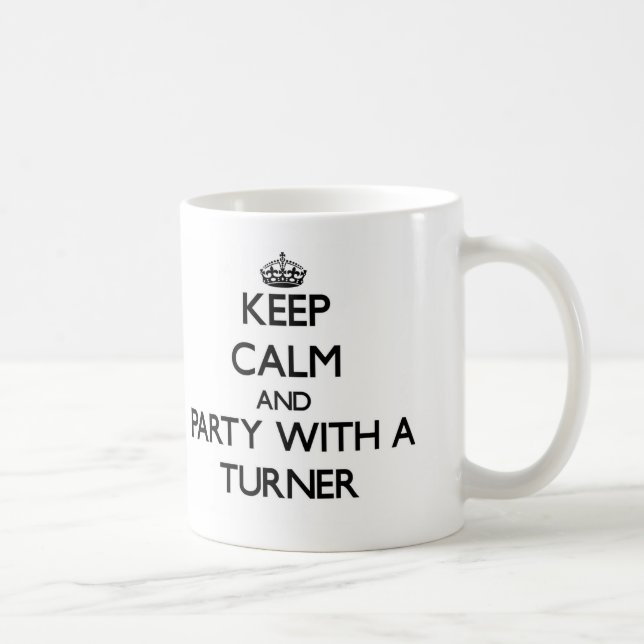 Caneca De Café Mantenha a calma e o partido com um Turner (Direita)
