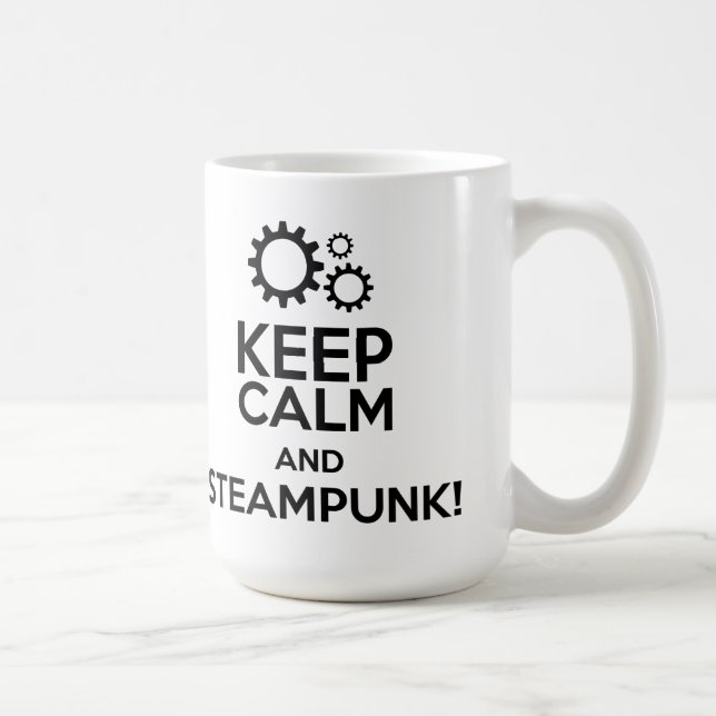 Caneca De Café Mantenha a calma e o Steampunk (Direita)