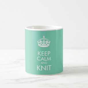 Caneca De Café Mantenha a calma e o tricô - personalize o texto e