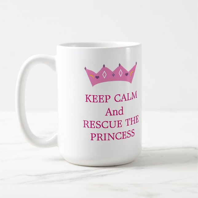 Caneca De Café Mantenha a Calma e Resgate a Princesa (Esquerda)