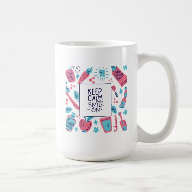 Caneca De Café Mantenha a calma e sorria na frase bonito de | (Direita)