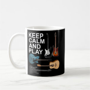 Caneca De Café Mantenha a Calma E Toque Guitarras Elétricas Baixo