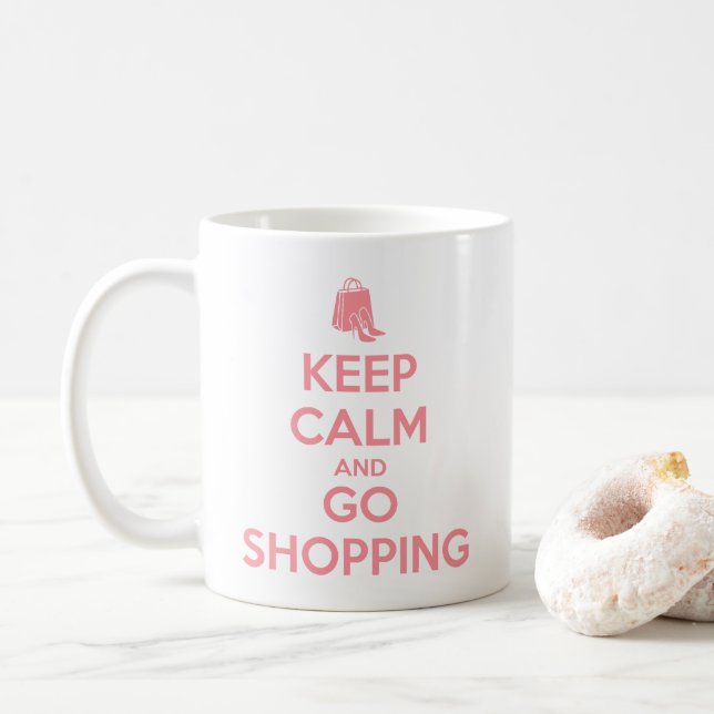 Caneca De Café Mantenha a Calma e Vá às Compras (Com Donut)