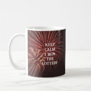 Caneca De Café MANTENHA A CALMA EU GANHEI NA LOTERIA Fogos de Art