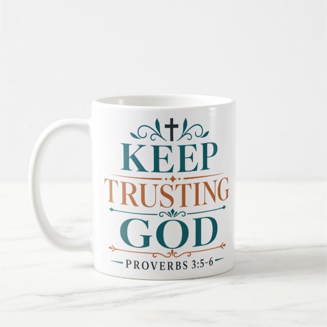 Caneca De Café Mantenha a Confiança em Deus Citação Devocional Ma (Esquerda)