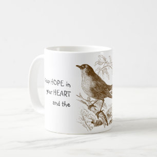 Caneca De Café Mantenha a esperança no seu pássaro cantor cardíac