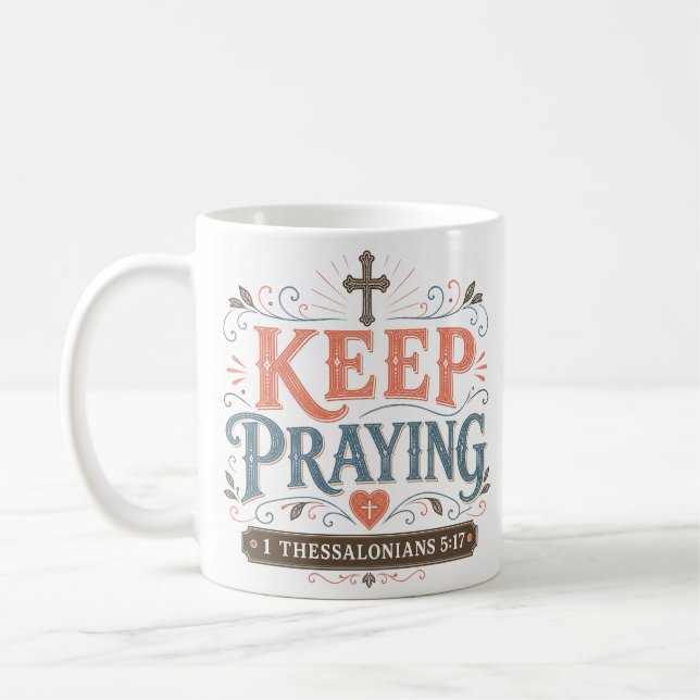 Caneca De Café Mantenha a Oração Diária Devocional Matinal (Esquerda)