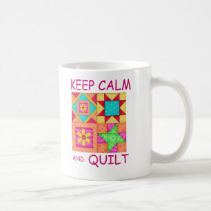 Caneca De Café Mantenha calma e suspenda blocos coloridos de patc