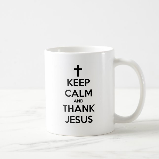 Caneca De Café Mantenha calmo e obrigado Jesus (Direita)