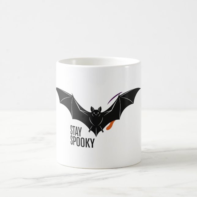 Caneca De Café Mantenha o Bat Spooky - Halloween Moderno Minimali (Centro)