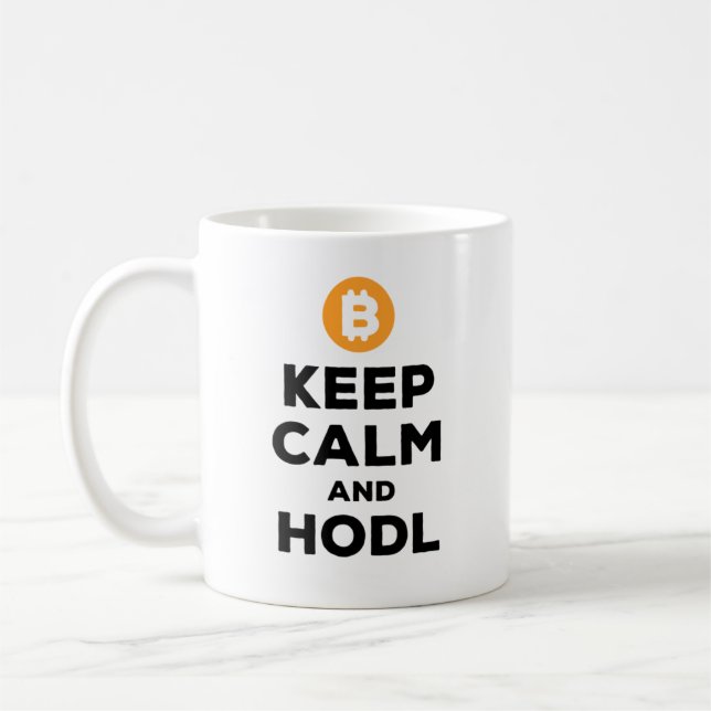 Caneca De Café Mantenha o bitcoin da calma e do hodl (Esquerda)